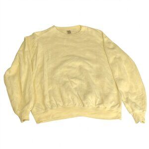 Vintage 80s National Screenprint Mens Yellow Fleece Pullover Sweatshirt Large.